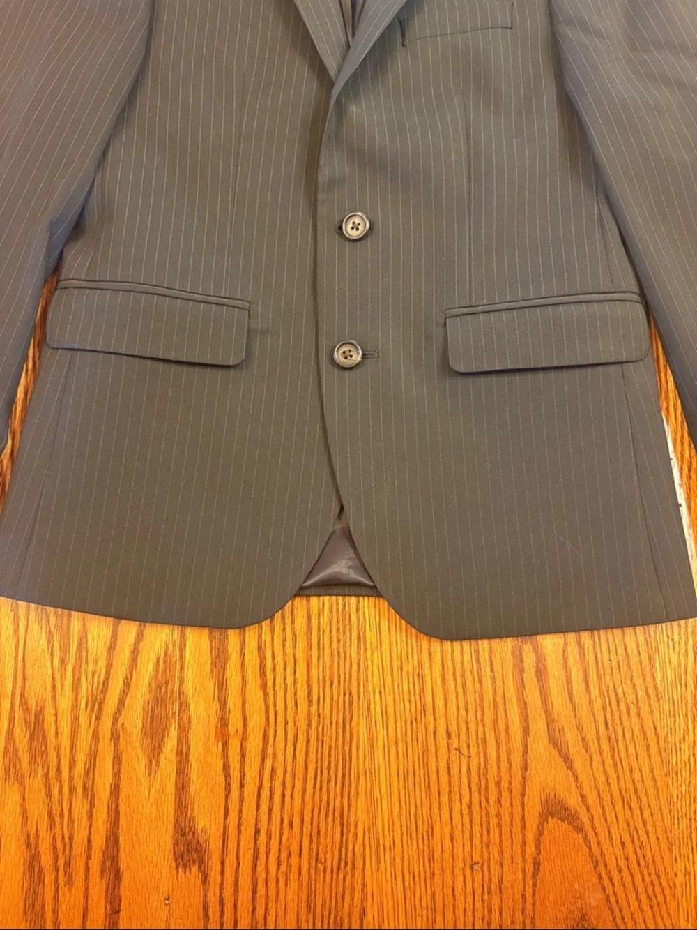 Boys Lauren Ralph Lauren Black Pinstripe Suit Sz 12 for Wedding/First Communion - Picture 4 of 16